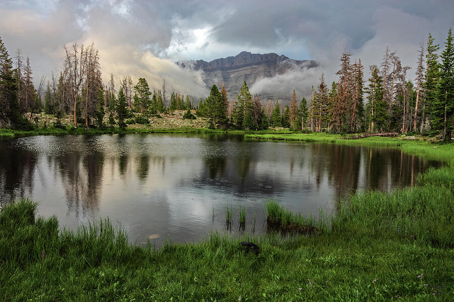 Ruth Lake and Hayden Peak Sunset and Storm - Uinta National Forest, Utah Photograph by Brett Pelletier