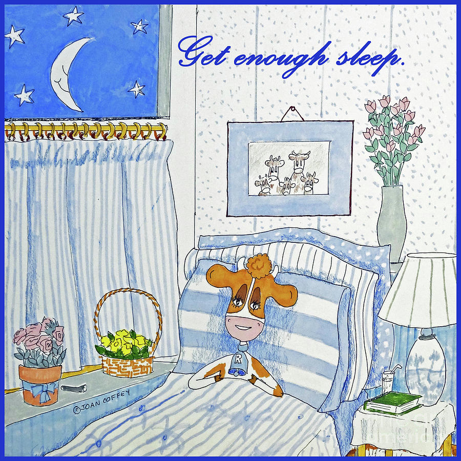 RuthieMoo  Get Enough Sleep Drawing by Joan Coffey