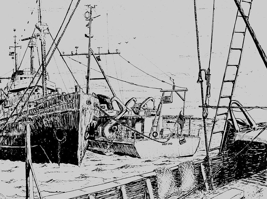 RV Chain and USCGSS Whiting  Drawing by Vic Delnore