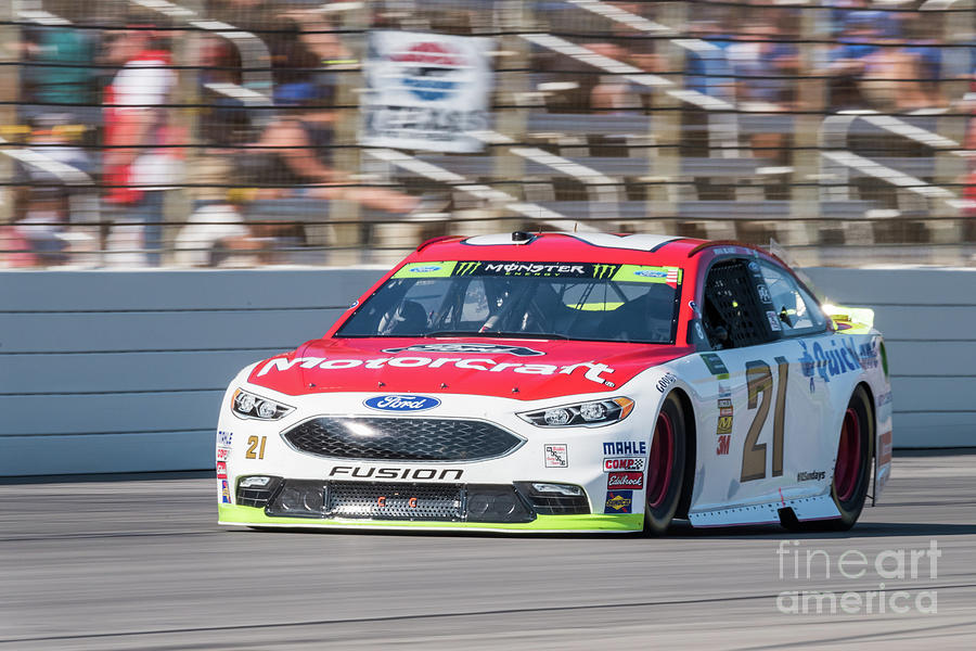 Ryan Blaney driving the woods Brothers #21 at Texas Motor Speedway Photograph by Paul Quinn
