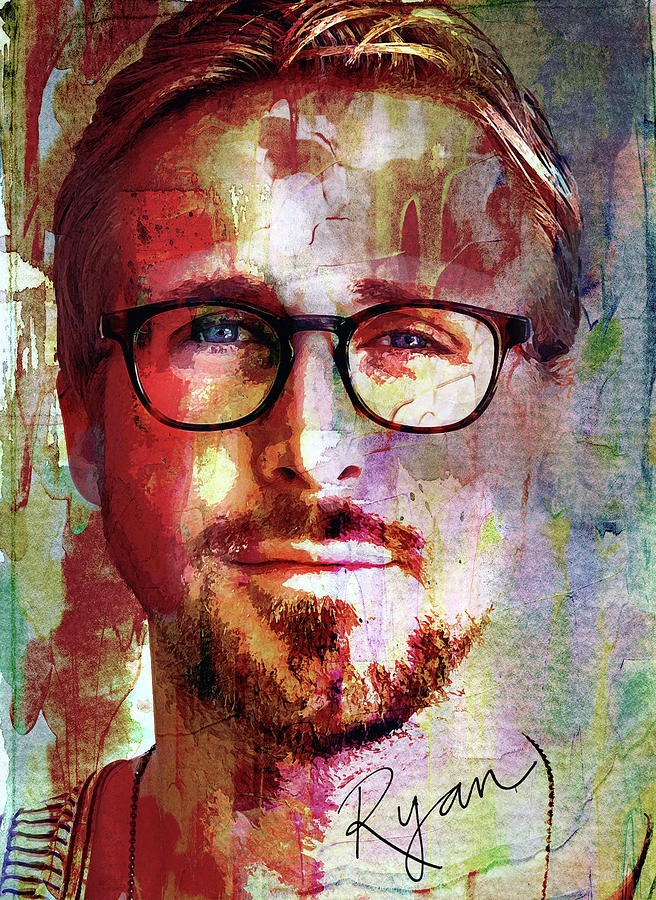 Ryan Gosling Mixed Media by Mal Bray