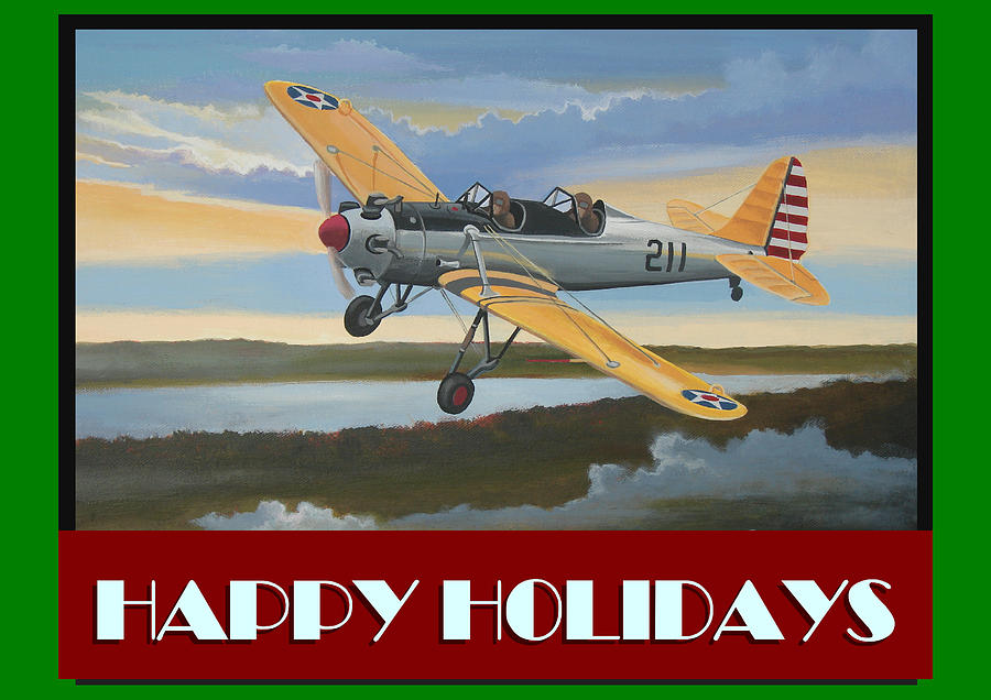 Ryan PT-22 Happy Holidays Digital Art by Stuart Swartz