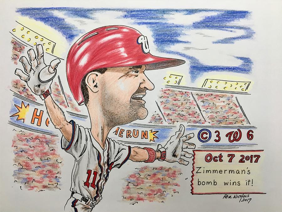 Ryan Zimmerman Home Run Drawing by Paul Nichols
