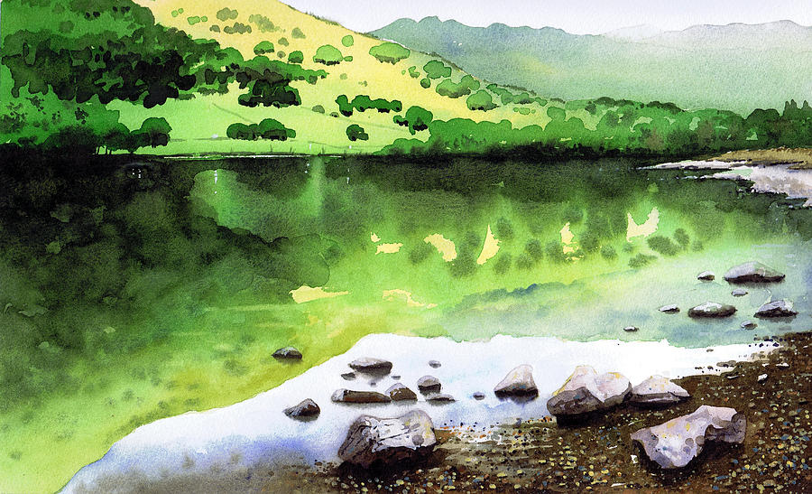 Rydal Water Reflections Painting by Paul Dene Marlor