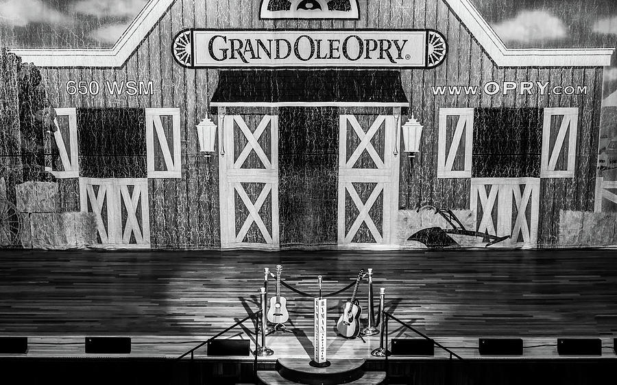 Ryman Opry Stage - BW Photograph by Glenn DiPaola