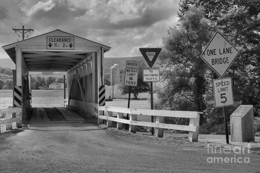 Ryot Covered Bridge Black And White Photograph by Adam Jewell