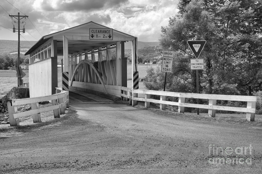 Ryot Covered Bridge Dirt Road Black And White Photograph by Adam Jewell