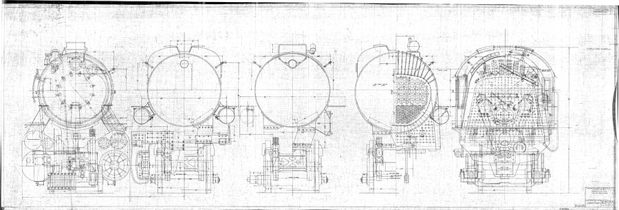 Steam Drawing - S-1a Cross Sections by Baltimore and Ohio Railroad Steam Drawing - S-1a Cross Sections by Baltimore and Ohio Railroad