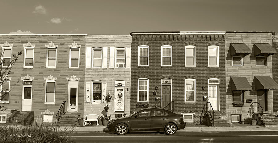 Architecture Photograph - S Baltimore Row Homes - Sepia by Brian Wallace