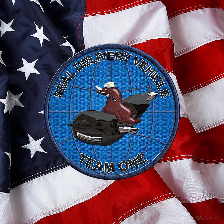 S E A L Delivery Vehicle Team One  -  S D V T 1  Patch over U. S. Flag Digital Art by Serge Averbukh