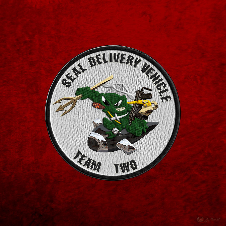 S E A L Delivery Vehicle Team Two  -  S D V T 2  Patch over Red Velvet Digital Art by Serge Averbukh