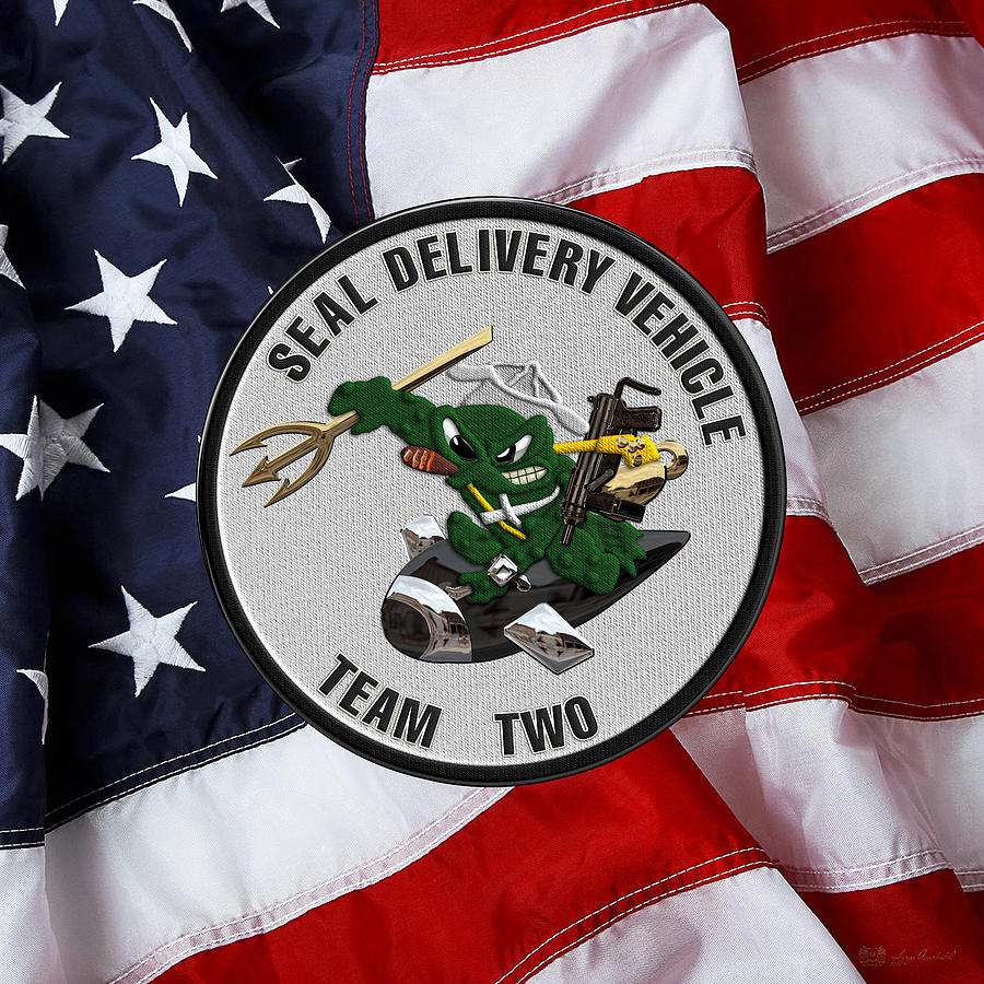 Military Digital Art - S E A L Delivery Vehicle Team Two  -  S D V T 2  Patch over U. S. Flag by Serge Averbukh