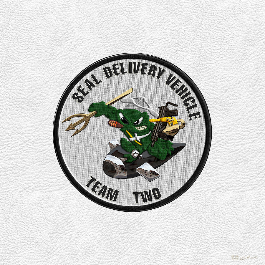 S E A L Delivery Vehicle Team Two  -  S D V T 2  Patch over White Leather Digital Art by Serge Averbukh