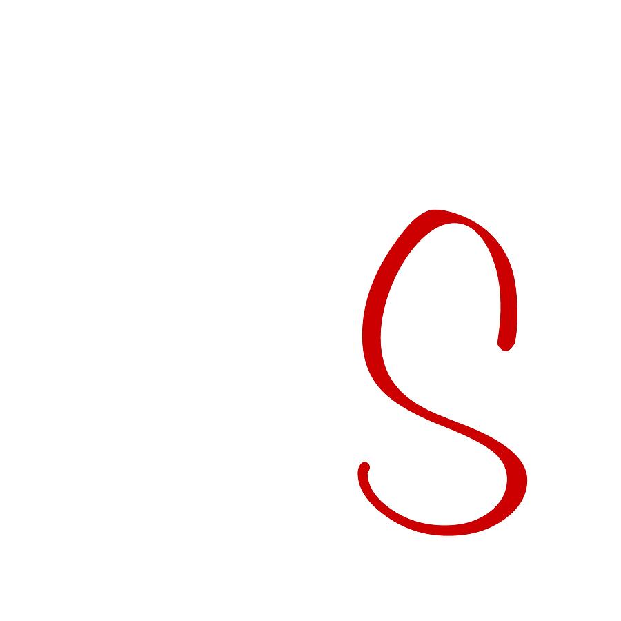 S Digital Art - S in Red Simple Script by Custom Home Fashions