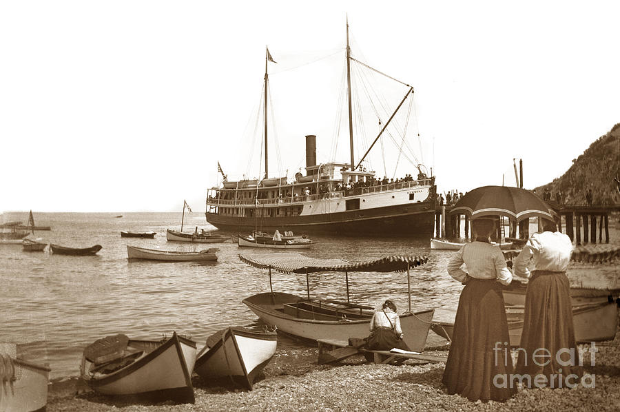 Beach Photograph - S. S. Hermosa at the dock in Avalon harbor circa 1902 by Monterey County Historical Society