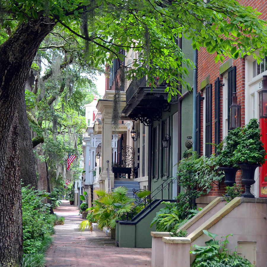 Savannah Historic District Sidewalk Scene Photograph by Carla Parris