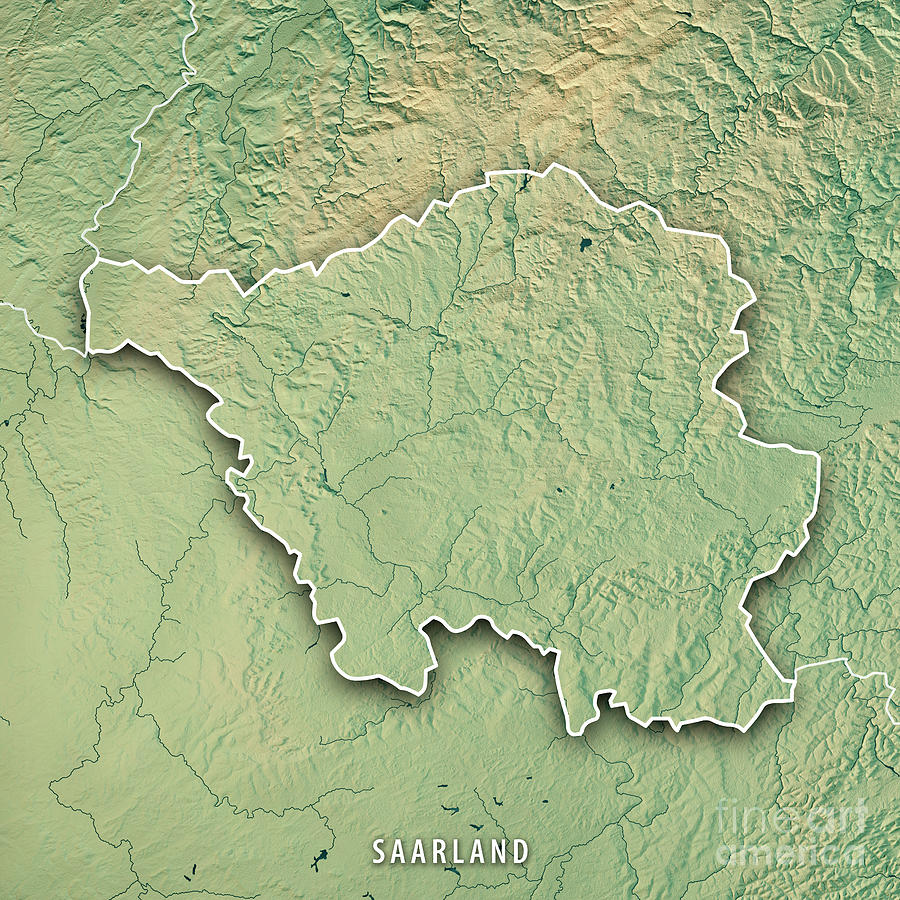 Saarland Bundesland Germany 3d Render Topographic Map ...