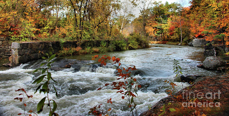 Sabattus River in Fall Panorama Photograph by Sandra Huston