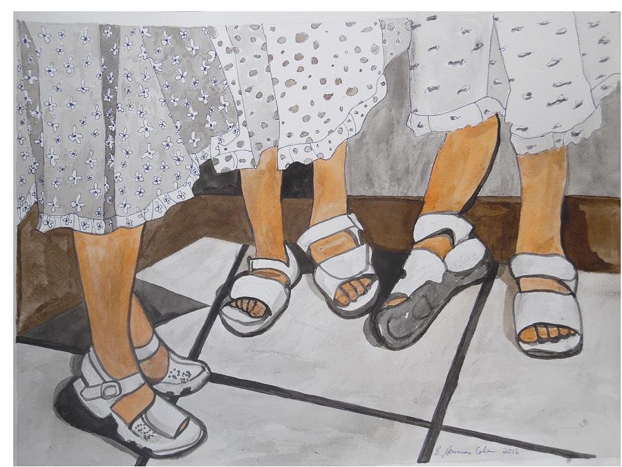 Sabbath Sandals Painting by Esther Newman-Cohen