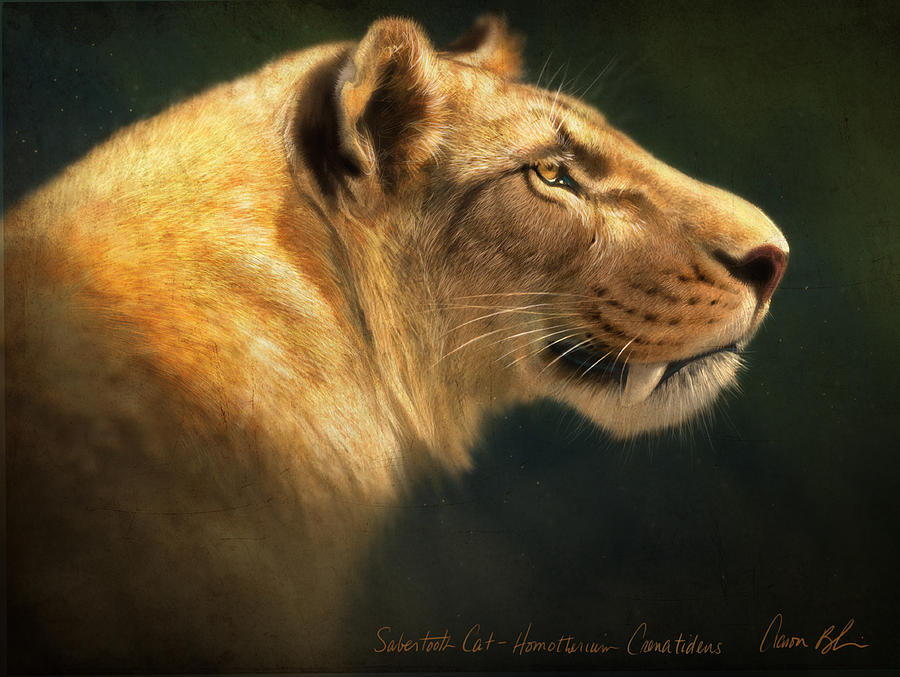 Sabertooth- Homotherium Crenatidens Digital Art by Aaron Blaise