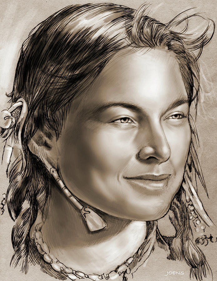 Sacagawea Drawing - Sacagawea 2 by Greg Joens