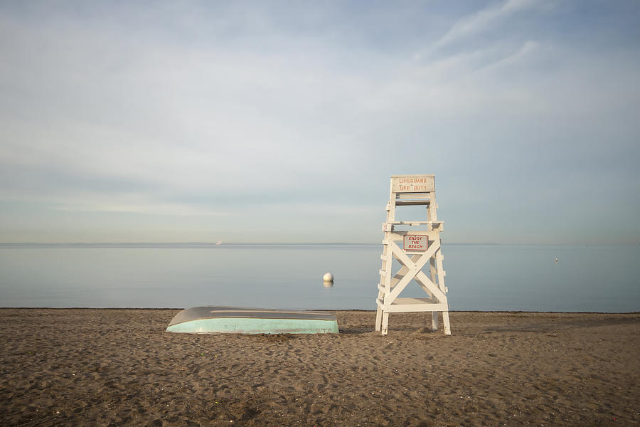 Summer Photograph - Sasco Beach Life Guard Chair by Stephanie McDowell