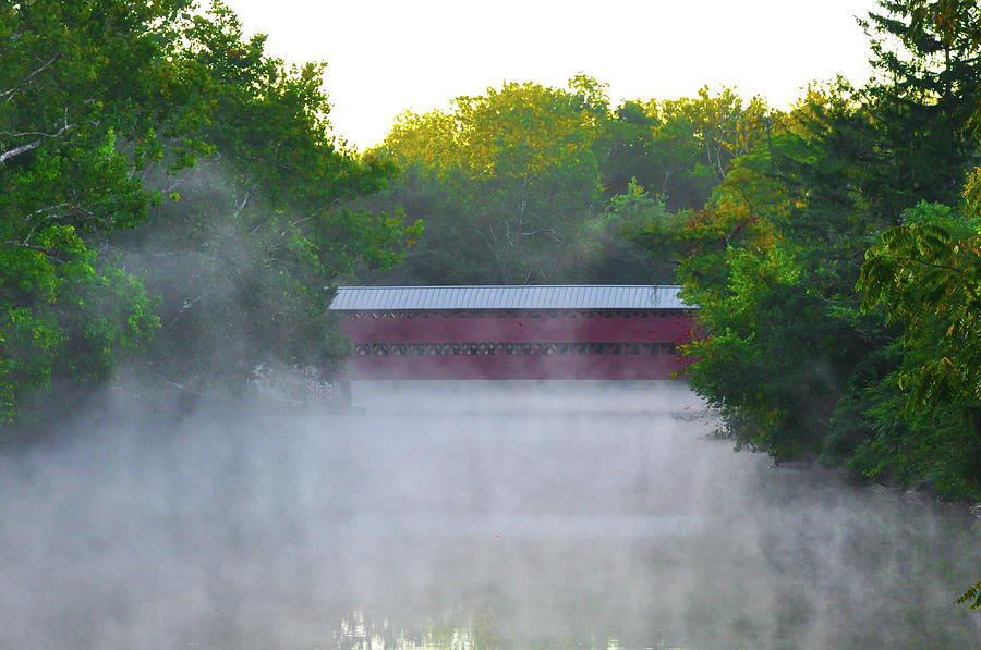 Sachs Covered Bridge in the Mist - Gettysburg Pa Photograph by Bill Cannon
