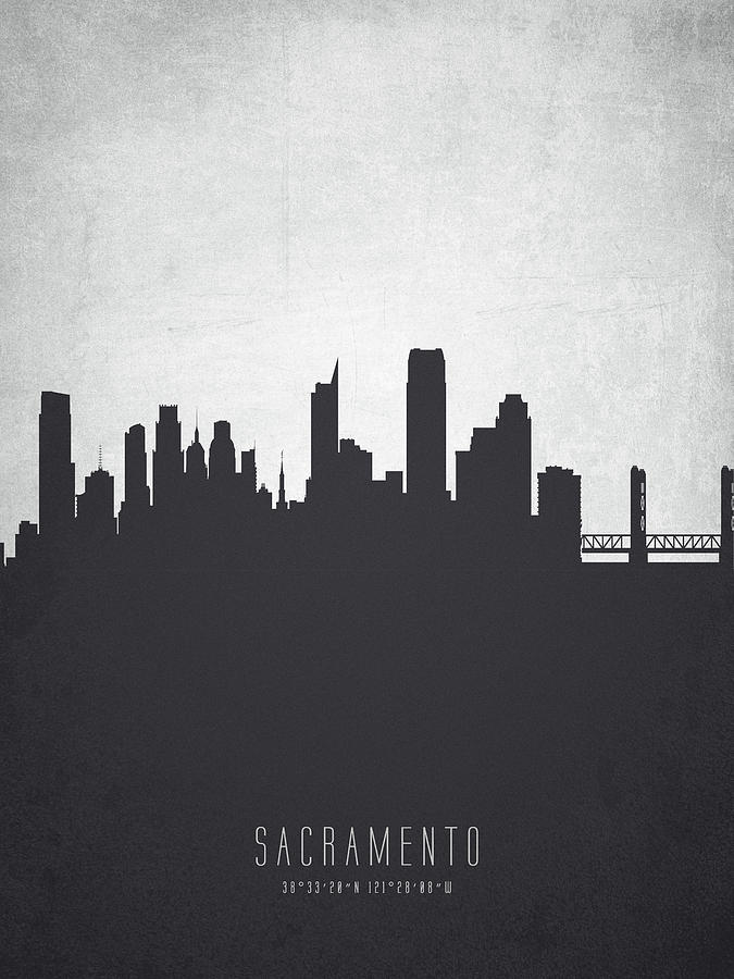 Sacramento Painting - Sacramento California Cityscape 19 by Aged Pixel