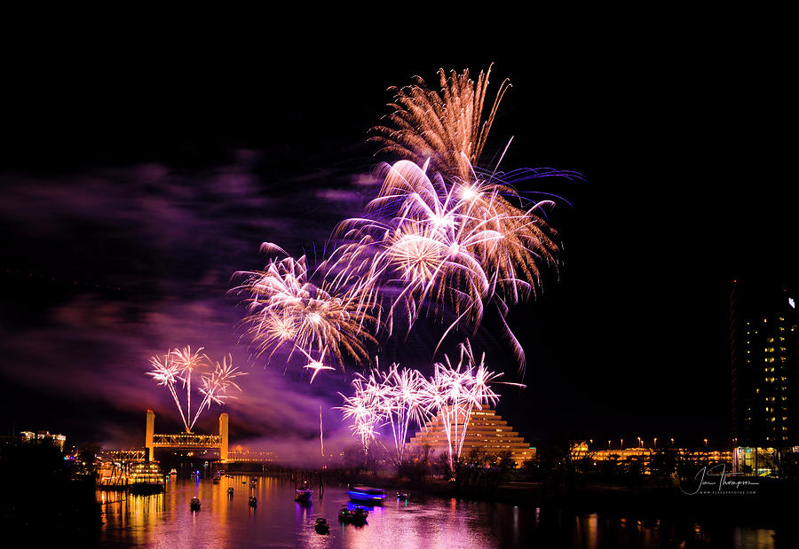 Sacramento Fireworks Composite 1 Photograph by Jim Thompson