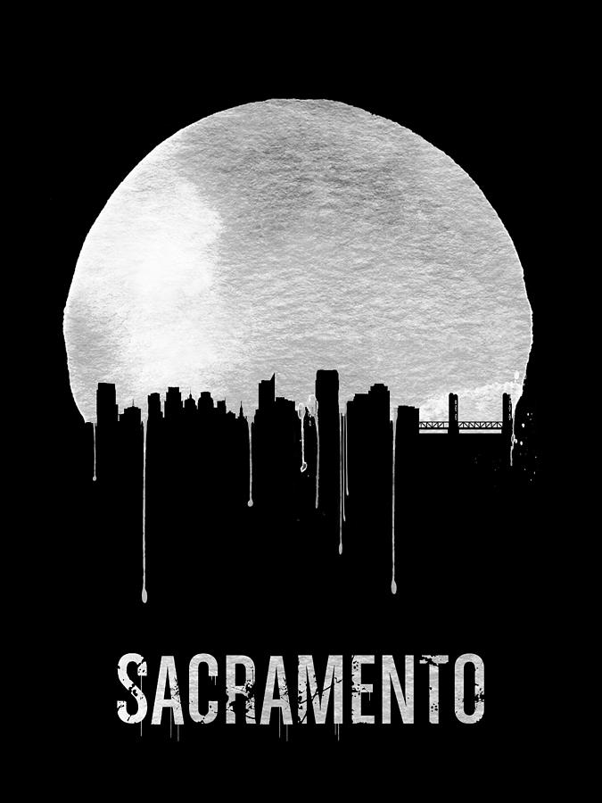 Sacramento Painting - Sacramento Skyline Black by Naxart Studio