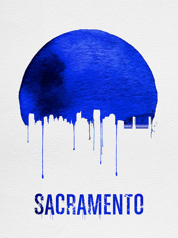Sacramento Photograph - Sacramento Skyline Blue by Naxart Studio