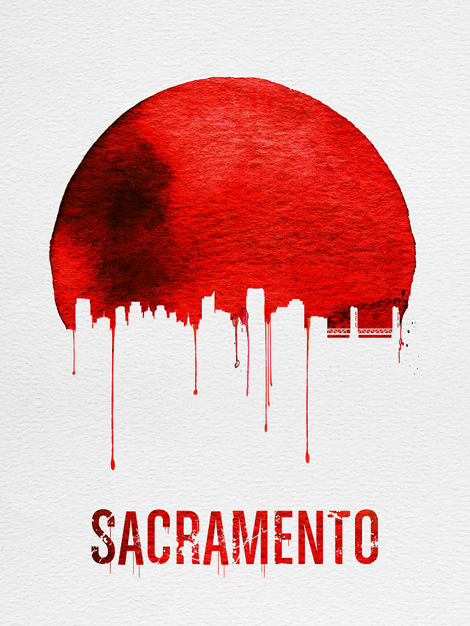 Sacramento Painting - Sacramento Skyline Red by Naxart Studio