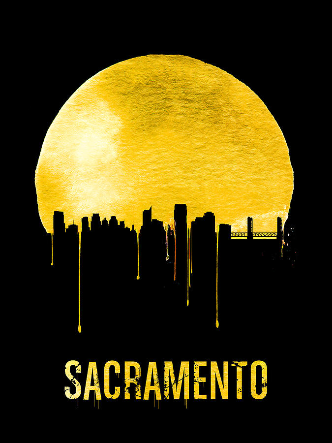 Sacramento Painting - Sacramento Skyline Yellow by Naxart Studio
