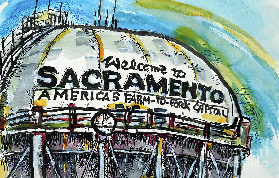 Sacramento Water Tower Painting by Terry Banderas