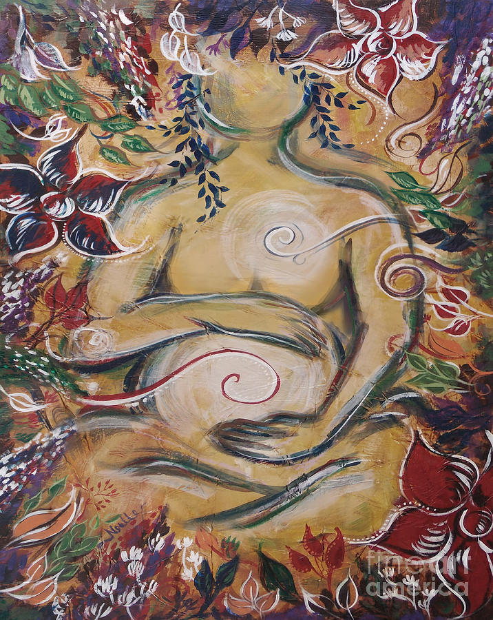 Pregnant Painting - Sacred Garden - Pregnancy by Noelle Rollins