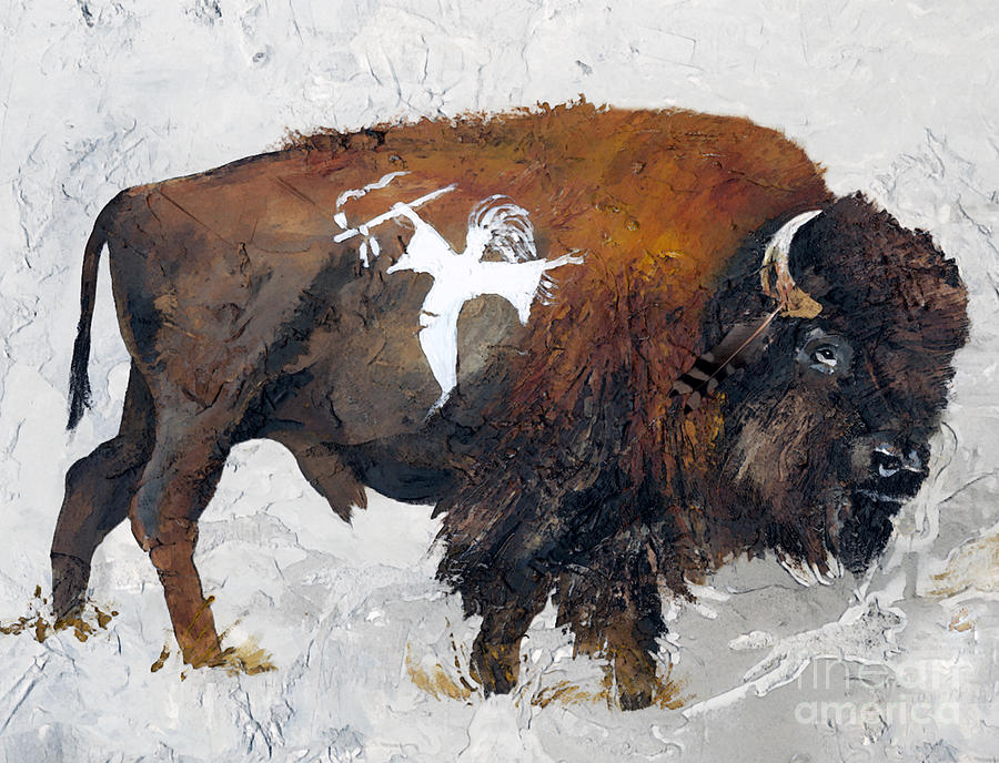 Buffalo Painting - Sacred Gift by J W Baker