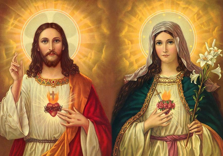 Pattern Painting - Sacred Heart of Mary and Jesus by Magdalena Walulik