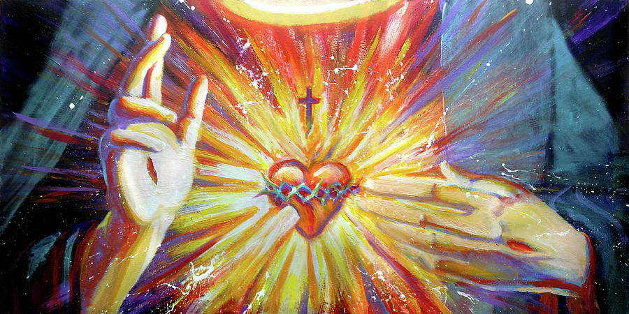Sacred Heart Painting by Steve Gamba