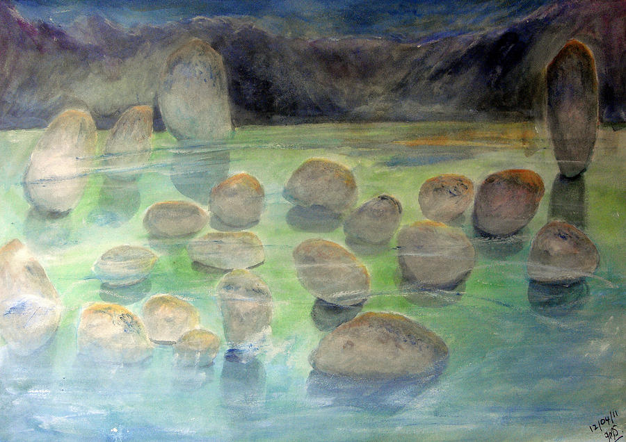 Magic Stones Painting - Sacred Pool by John Scholey