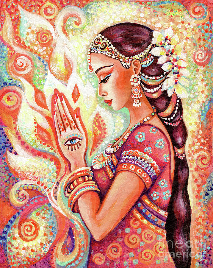 Sacred Pray Painting by Eva Campbell