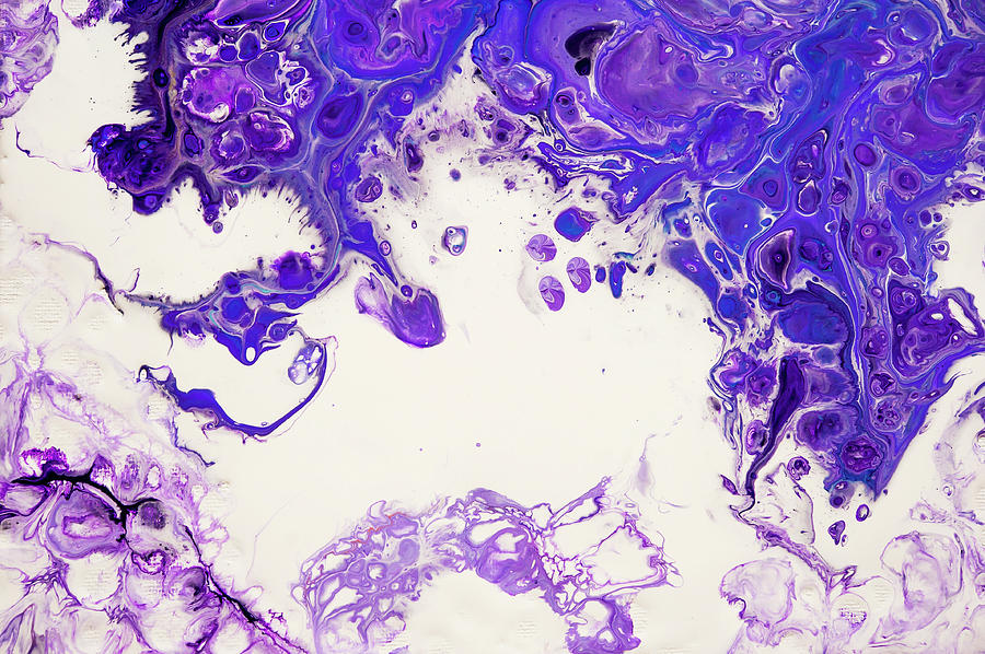 Sacred Purple Flows 5. Abstract Fluid Acrylic Pour Photograph by Jenny Rainbow