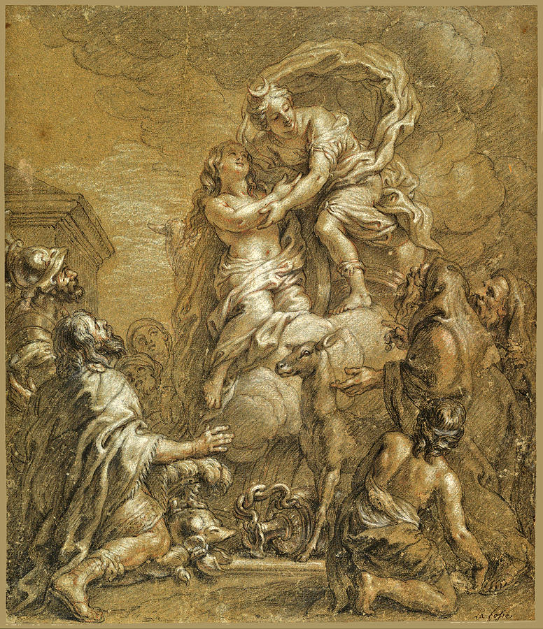 Sacrifice of Iphigenia Drawing by Charles De La Fosse
