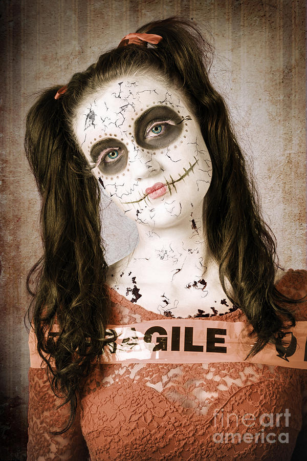 Sad and ruined sugarskull doll with shattered face Photograph by Jorgo Photography