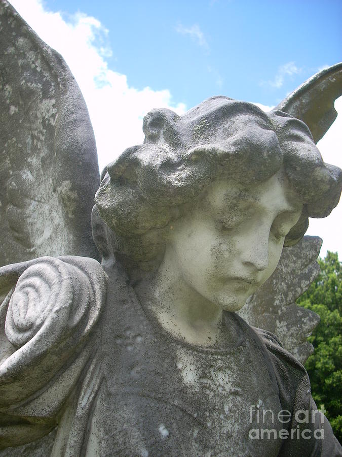 Statue Photograph - Sad Angel by Beebe  Barksdale-Bruner