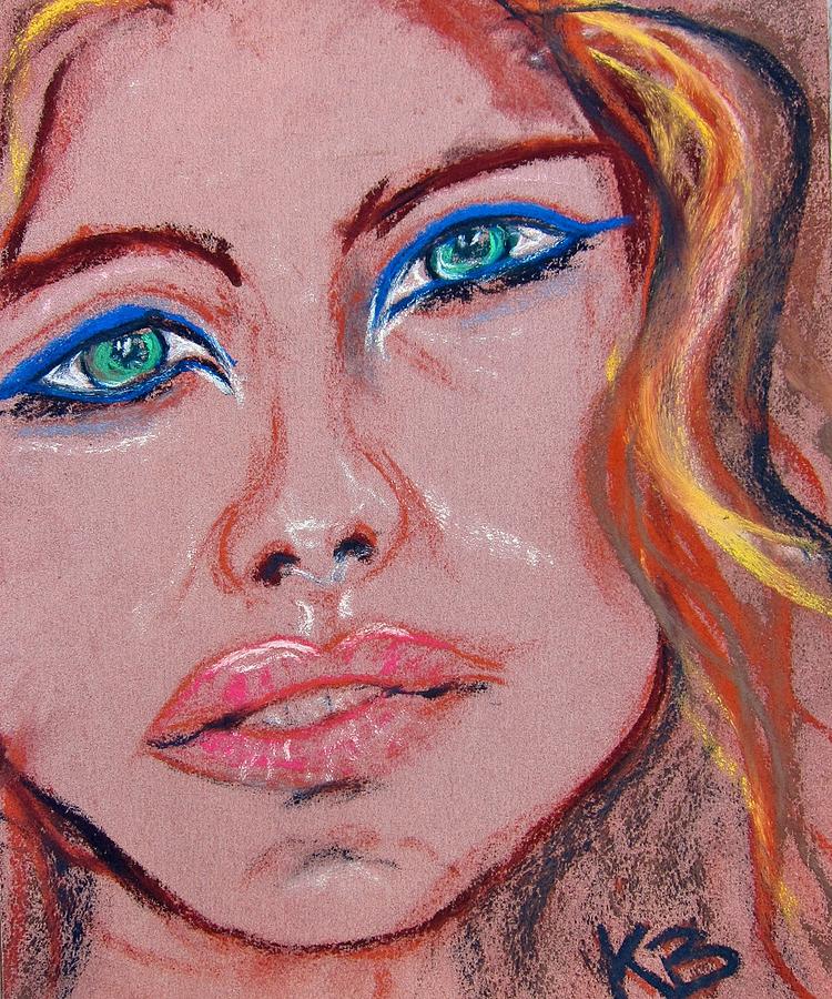 Sad Blue Eyes-framed Painting by Kathryn Barry