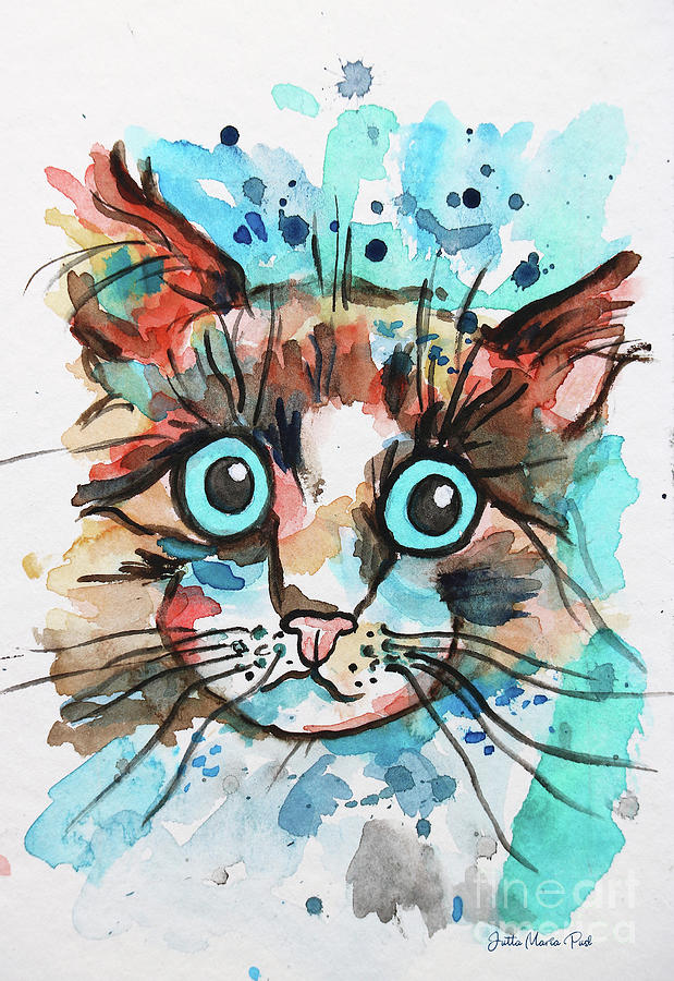 Sad Cat Painting by Jutta Maria Pusl