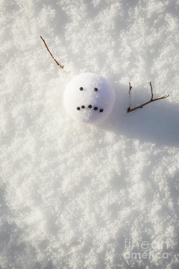 Pebbles Photograph - Sad Face Snowman by Amanda Elwell