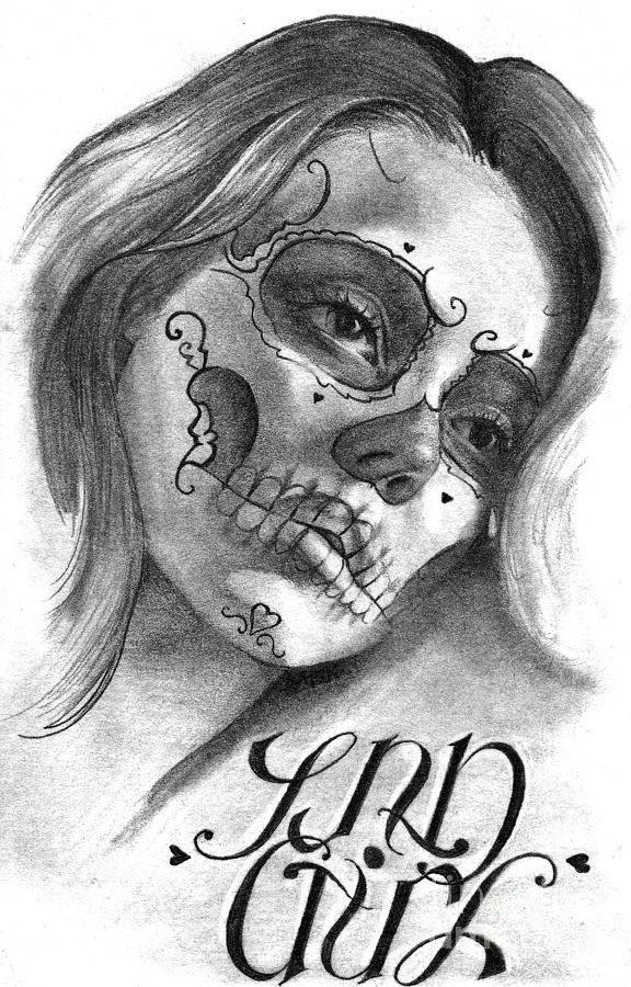 sad skull drawing