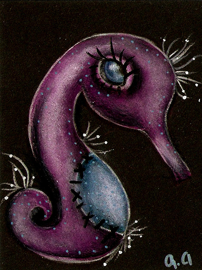 Sad Seahorse Painting by Abril Andrade