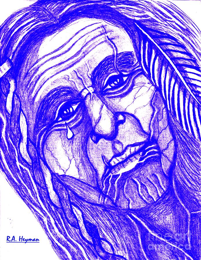 Sad Warrior In Blue Drawing by Richard Heyman | Fine Art America